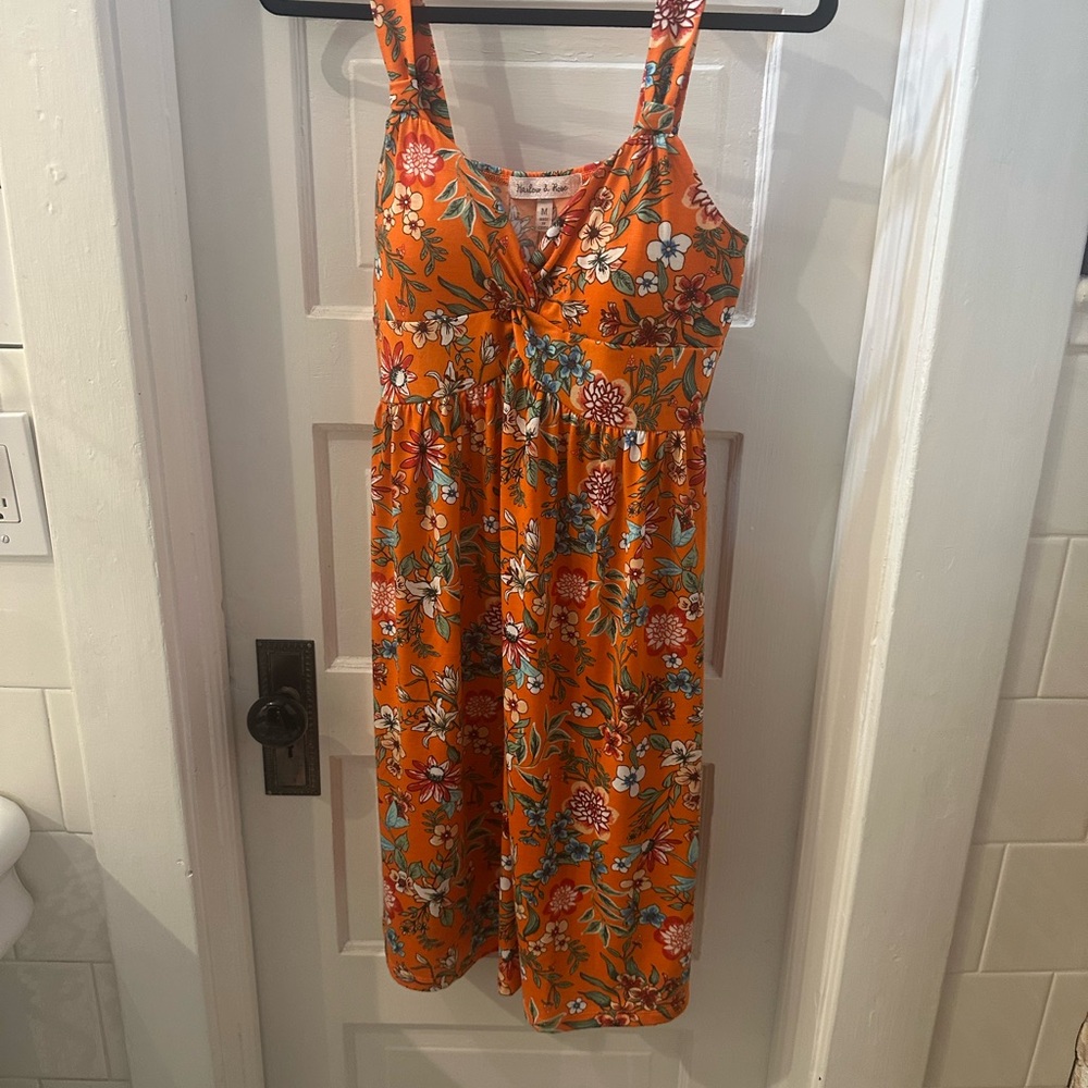 Floral Orange Midi Dress